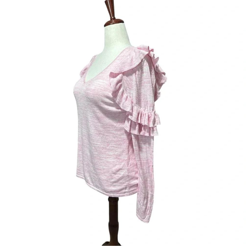 Lilly Pulitzer Pink Ruffled Long Sleeve Sweater Size XL - Picture 2 of 6